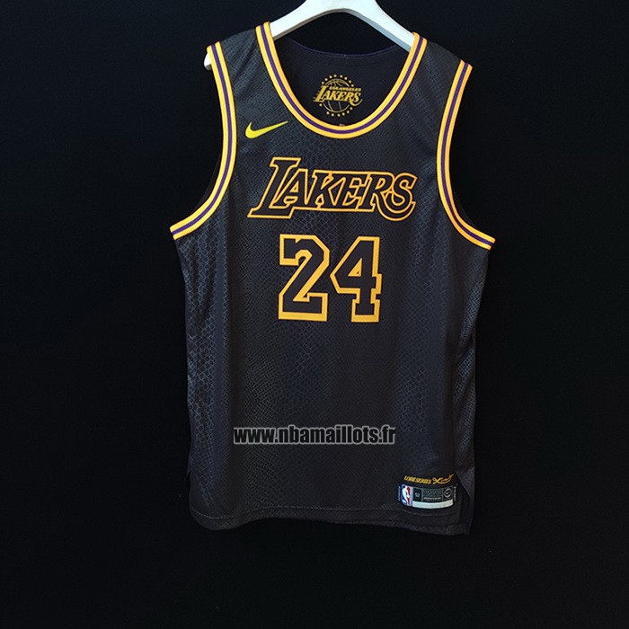 Maillot Los Angeles Lakers Kobe Bryant NO 24 Black Mamba Authentique Noir